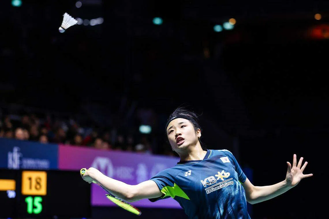 世界第一的安洗莹（图）在决胜局打得陈雨菲无力招架。（白艳琳摄）