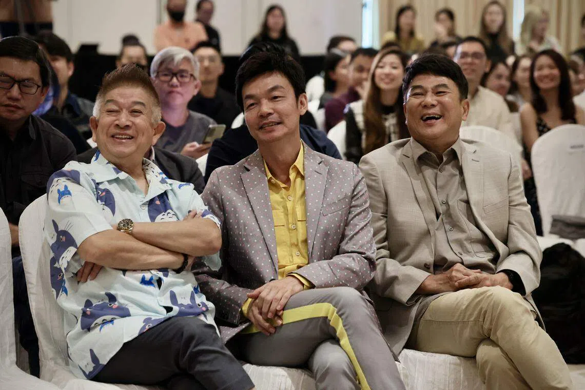 程旭辉（左）、李国煌和梁志强三度携手拍摄《钱不够用3》。（龙国雄摄）