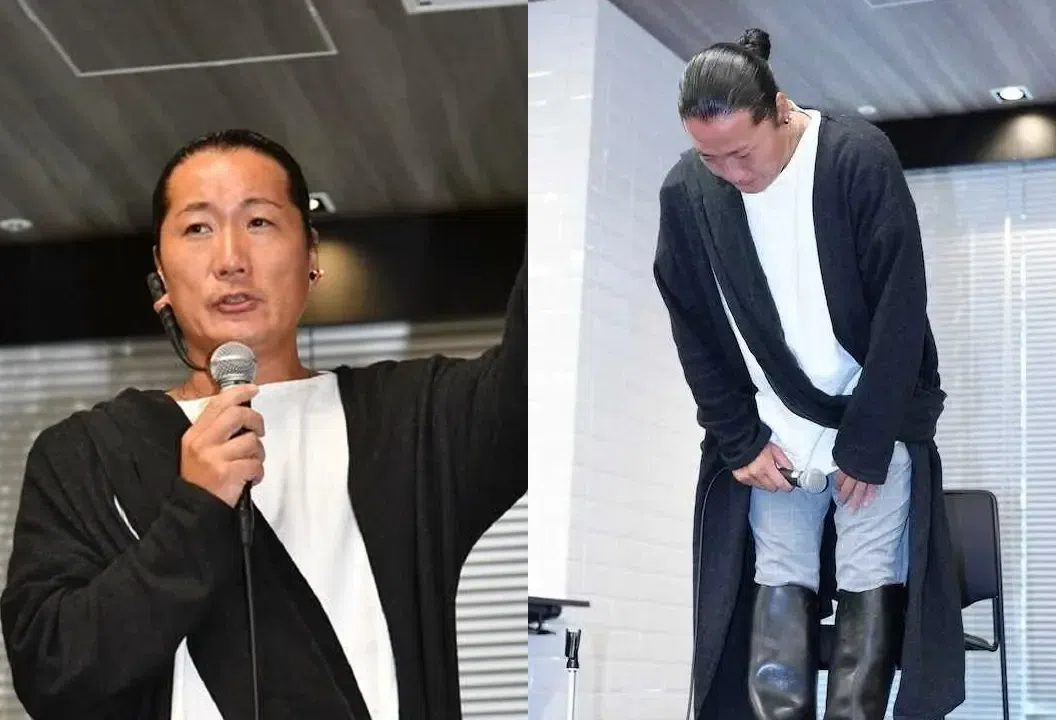 井筒顺在媒体前替妻子广末凉子鞠躬道歉，并自责没能早点阻止妻子出轨。（互联网）