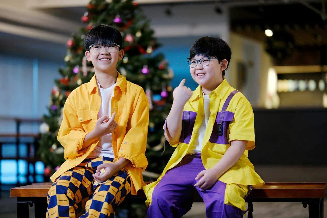 哥哥谢淮聿（左）从小梦想成为一名飞行员，弟弟谢颖威想成为科学家。（曾坤顺摄）