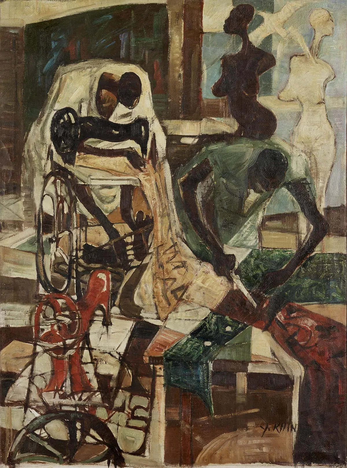 展览取名自尤钦的《无题（裁缝师与人形模特）》（1981）。