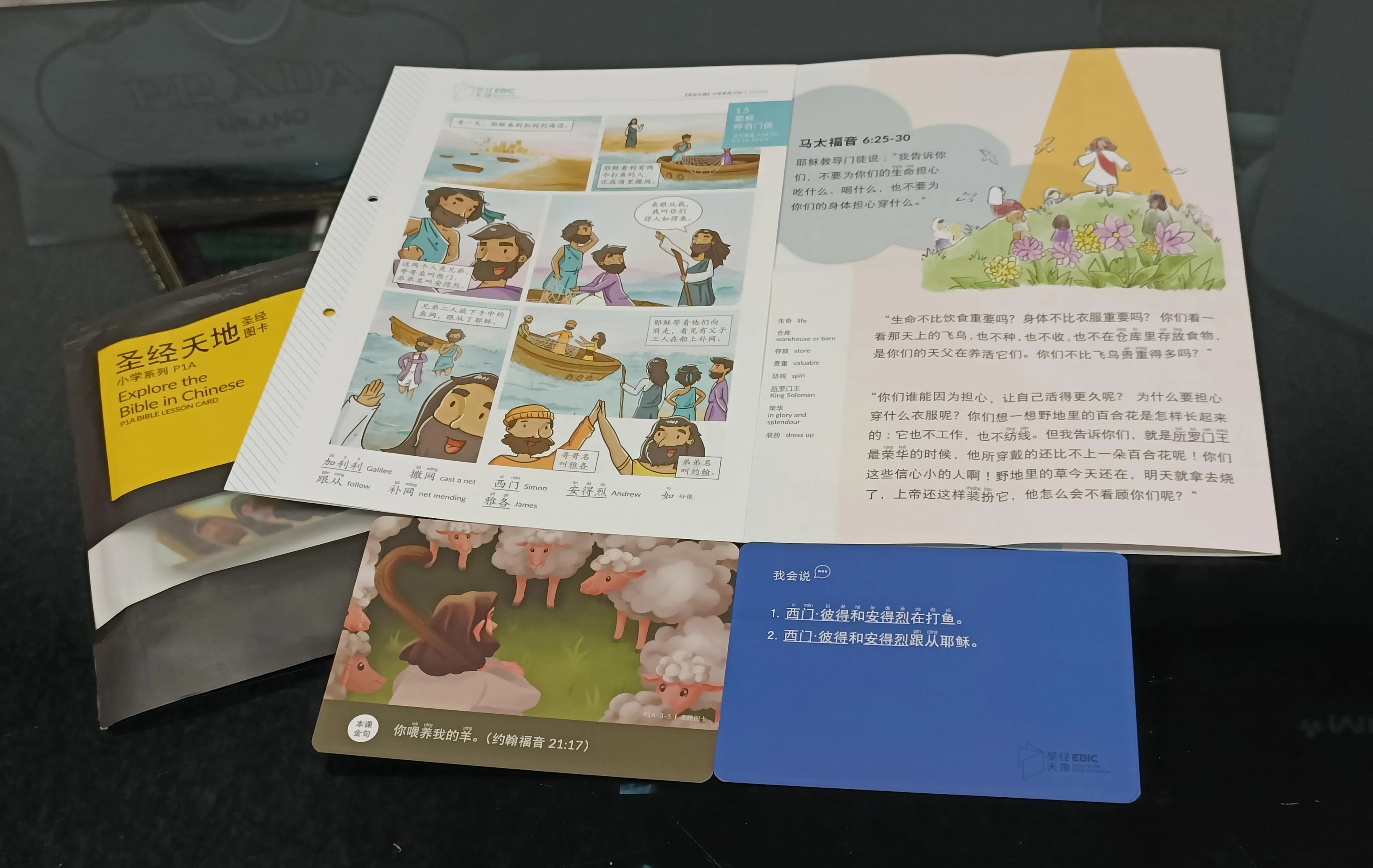 本地四大宗派华文教会编撰贴近本地语境的主日学教材《圣经天地》，结合图卡、漫画与简易文选，帮助三岁至16岁学生以华语学习并实践信仰。（温伟中摄）