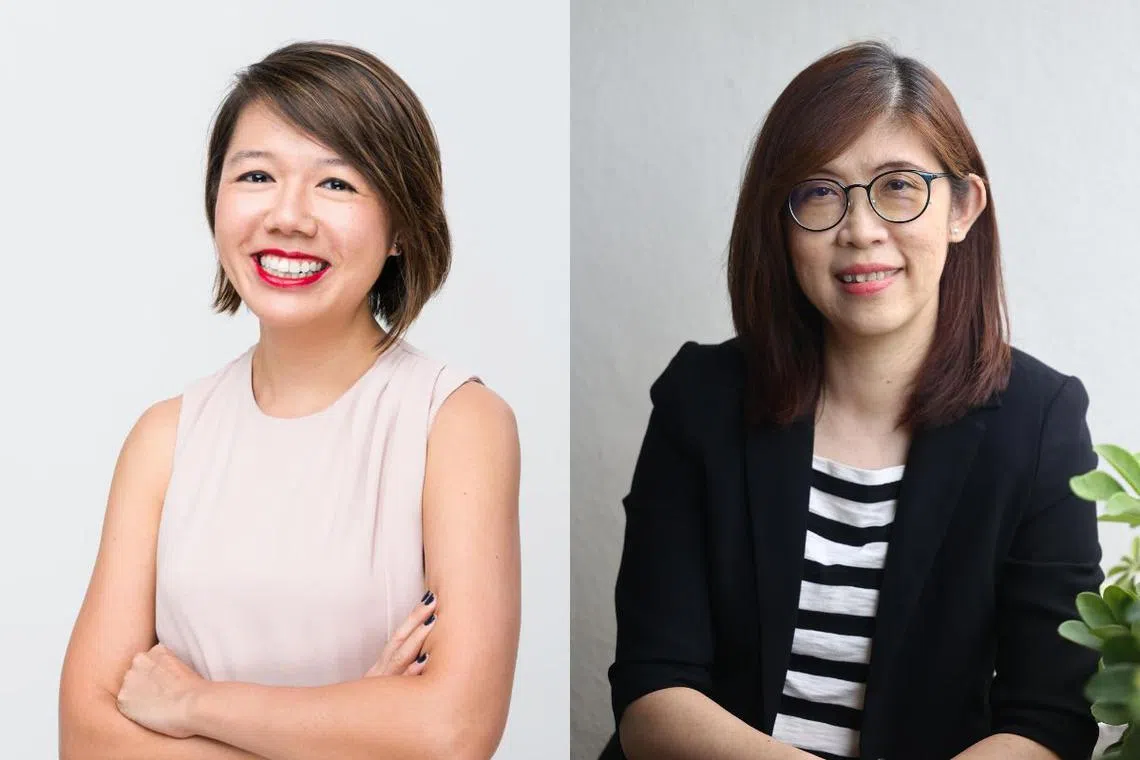 左图：知识产权局商标注册司副司长许秀媛认为，鲜明的品牌形象和完善的知识产权策略能协助企业脱颖而出。右图：新加坡工艺教育局企业事务兼发展署署长蔡爱莲认为，今年的参赛者水平非常高，每家公司都有详尽的发展与增长计划。（
知识产权局提供/陈渊庄摄）