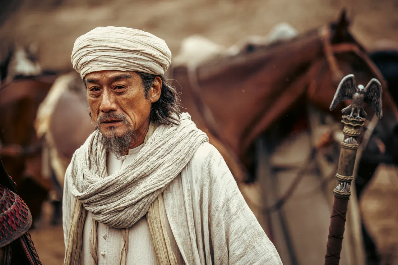 梁家辉饰演西域五大家族之一的族长，角色有情有义。（邵氏机构提供）