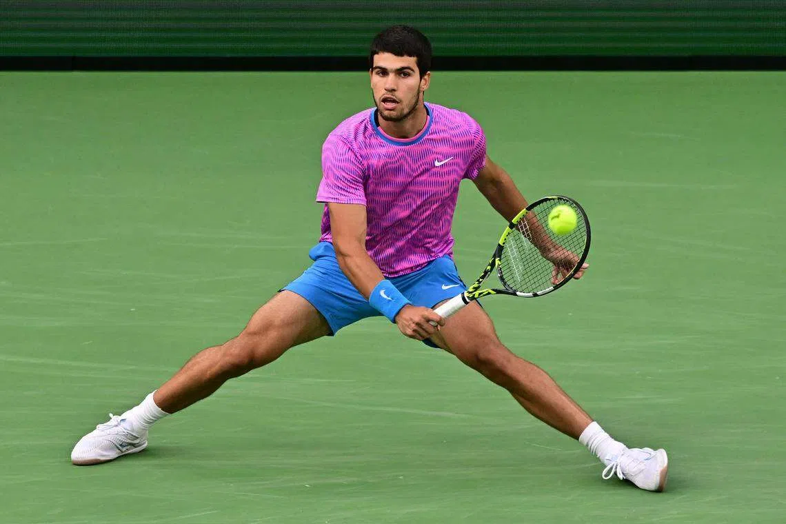 世界排名第三的阿尔卡拉斯还没在蒙特卡洛站赢过比赛。（法新社档案照片）