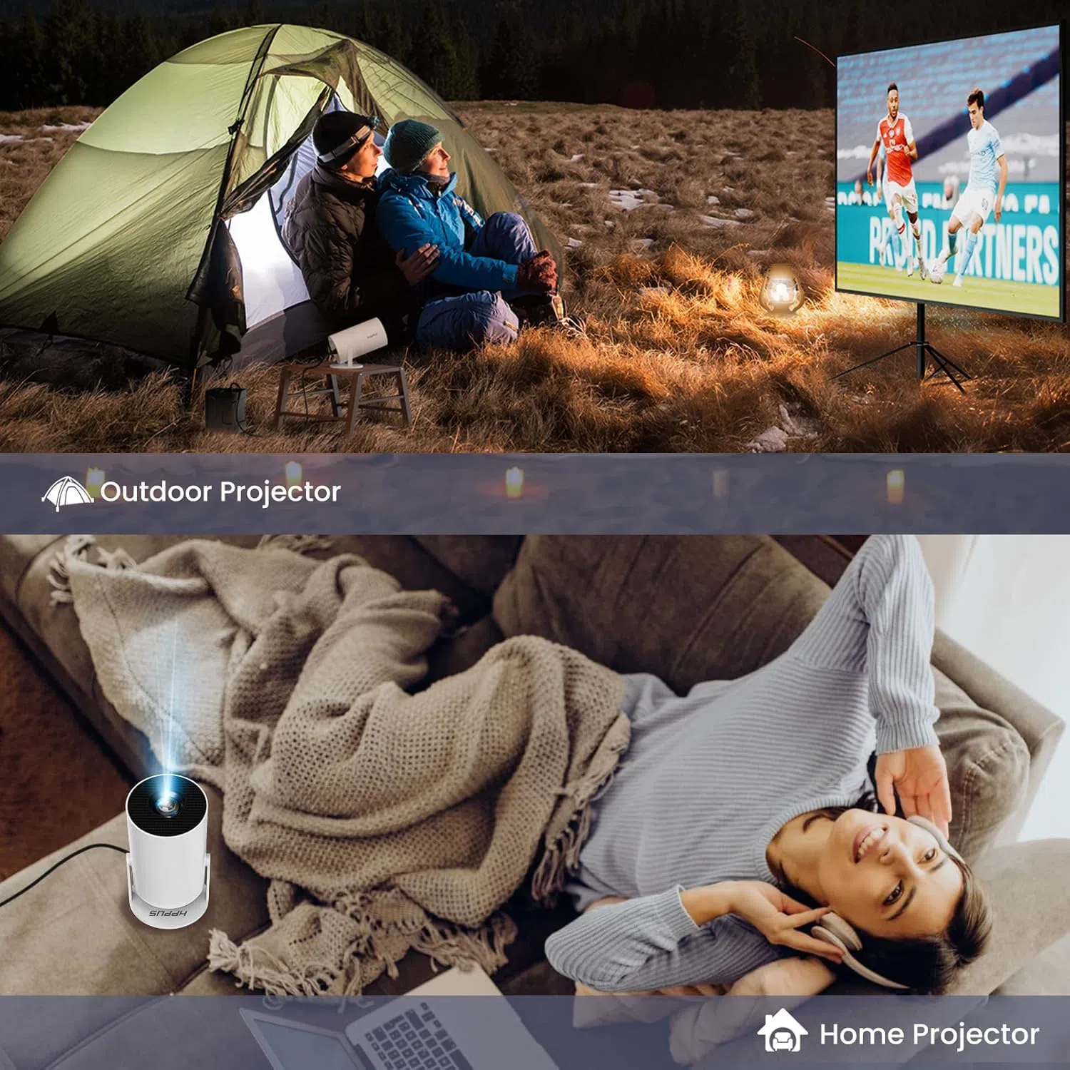 可转动角度迷你携带式投影机可带到户外，在家可投影到天花板。（取自amazon.sg）