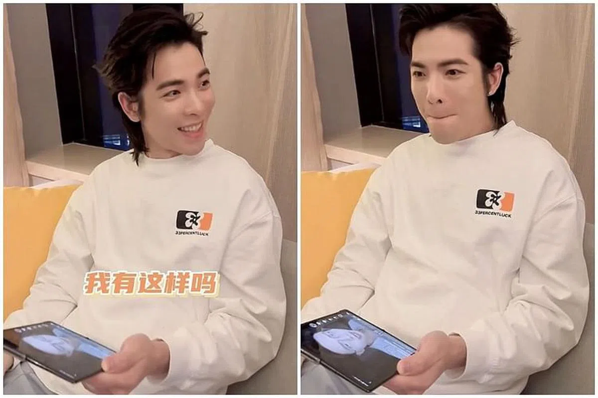 萧敬腾在最新视频中，“模仿网民的模仿”，被网民说“自黑”效果不错。（视频截图）