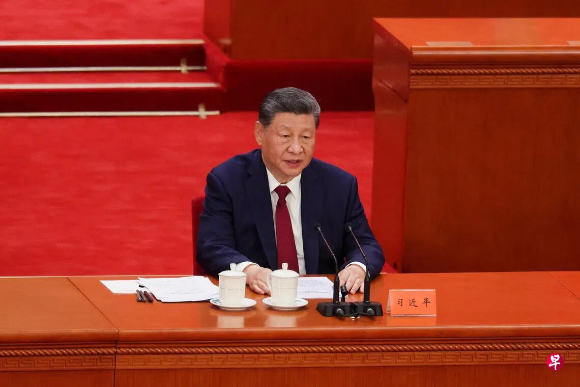 中共总书记、中国国家主席习近平星期三(7月1日)在庆祝中国共产党成立105周年大会上发表讲话。 (路透社) 中共总书记、中国国家主席习近平星期三(7月1日)在庆祝中国共产党成立105周年大会上发表讲话。 (路透社)