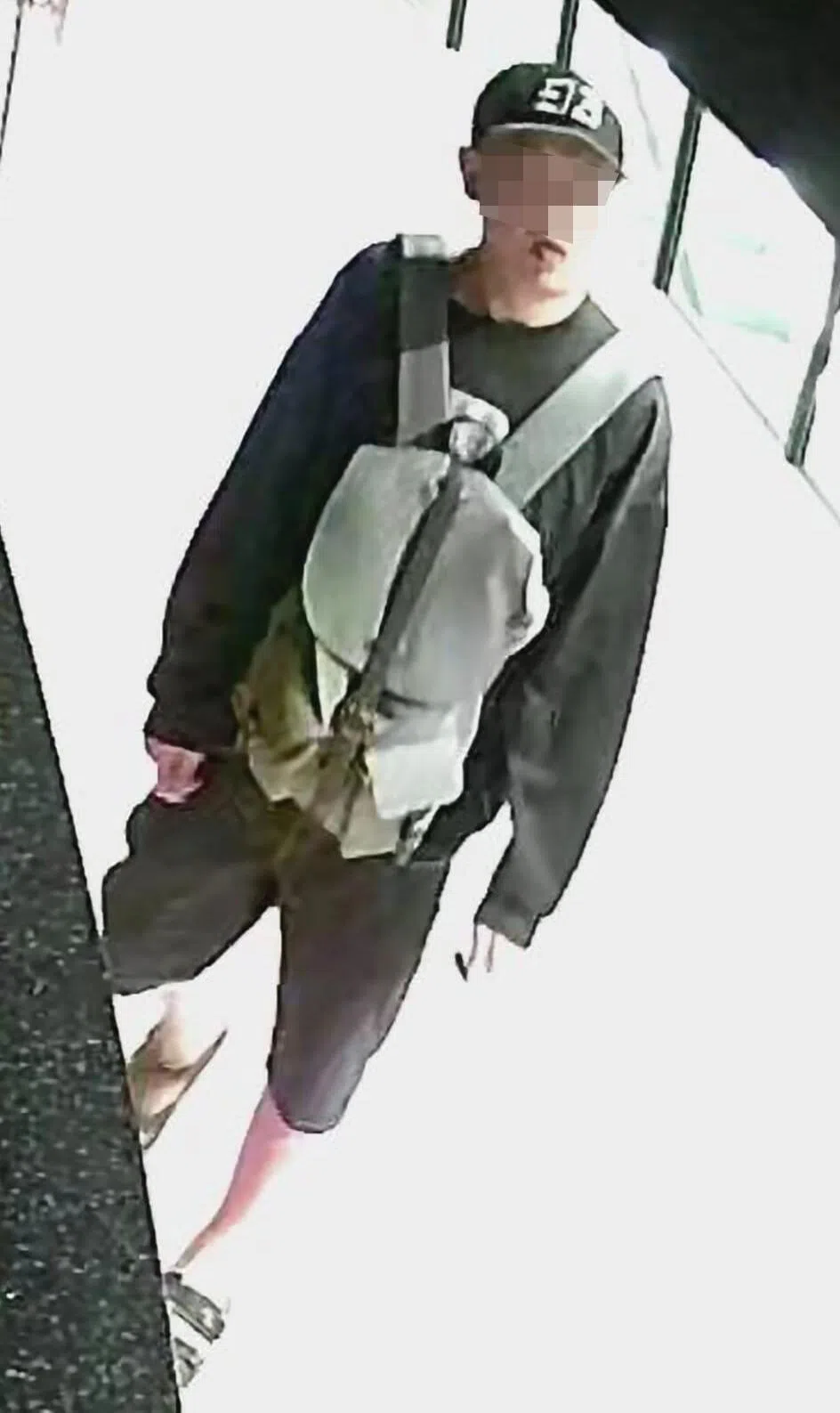 男子四下张望，确定无人后才动手。（受访者提供）