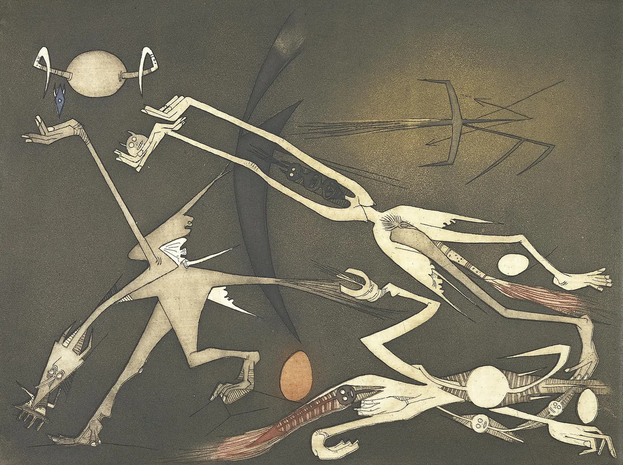 林飞龙1969年版画作品《通道》 。（巴黎林飞龙遗产提供）
