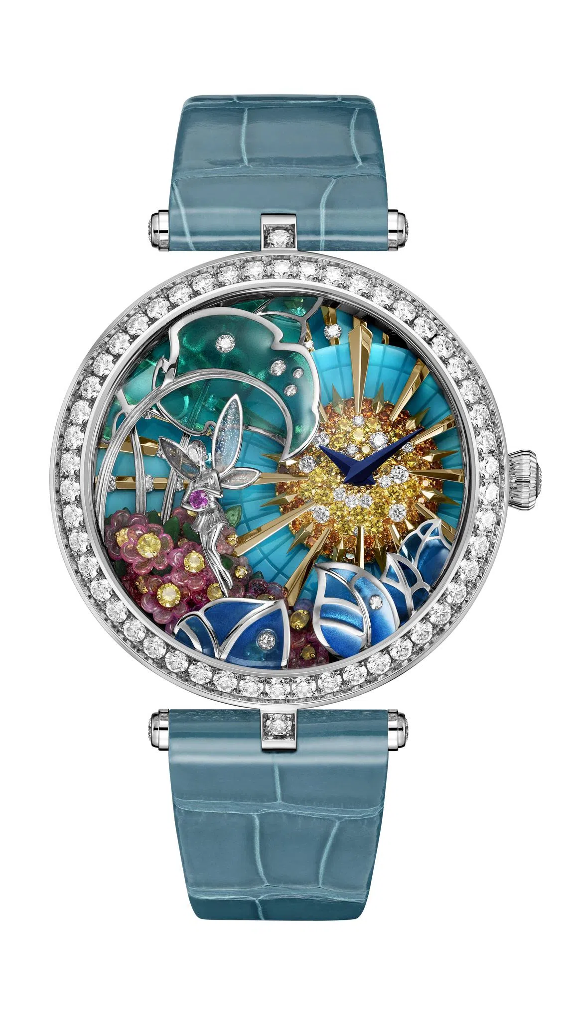 最佳工艺腕表Lady Arpels Jour Enchanté，将晨曦微光中的仙境梦幻化为腕间艺术。（梵克雅宝提供）