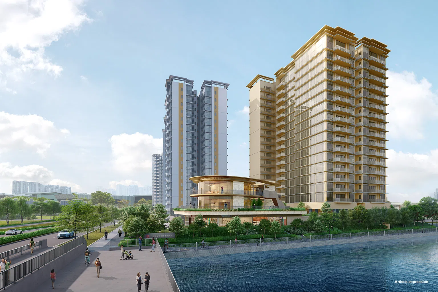 该项目一共有七座豪华大楼和两个俱乐部，多个单位都可享极佳视野。（效果图/新海逸和中建地产提供）