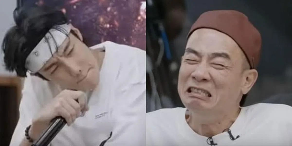 能唱会演的高瀚宇模仿陈小春颇神似，逗得后者哭笑不得，非常有趣。（视频截图）