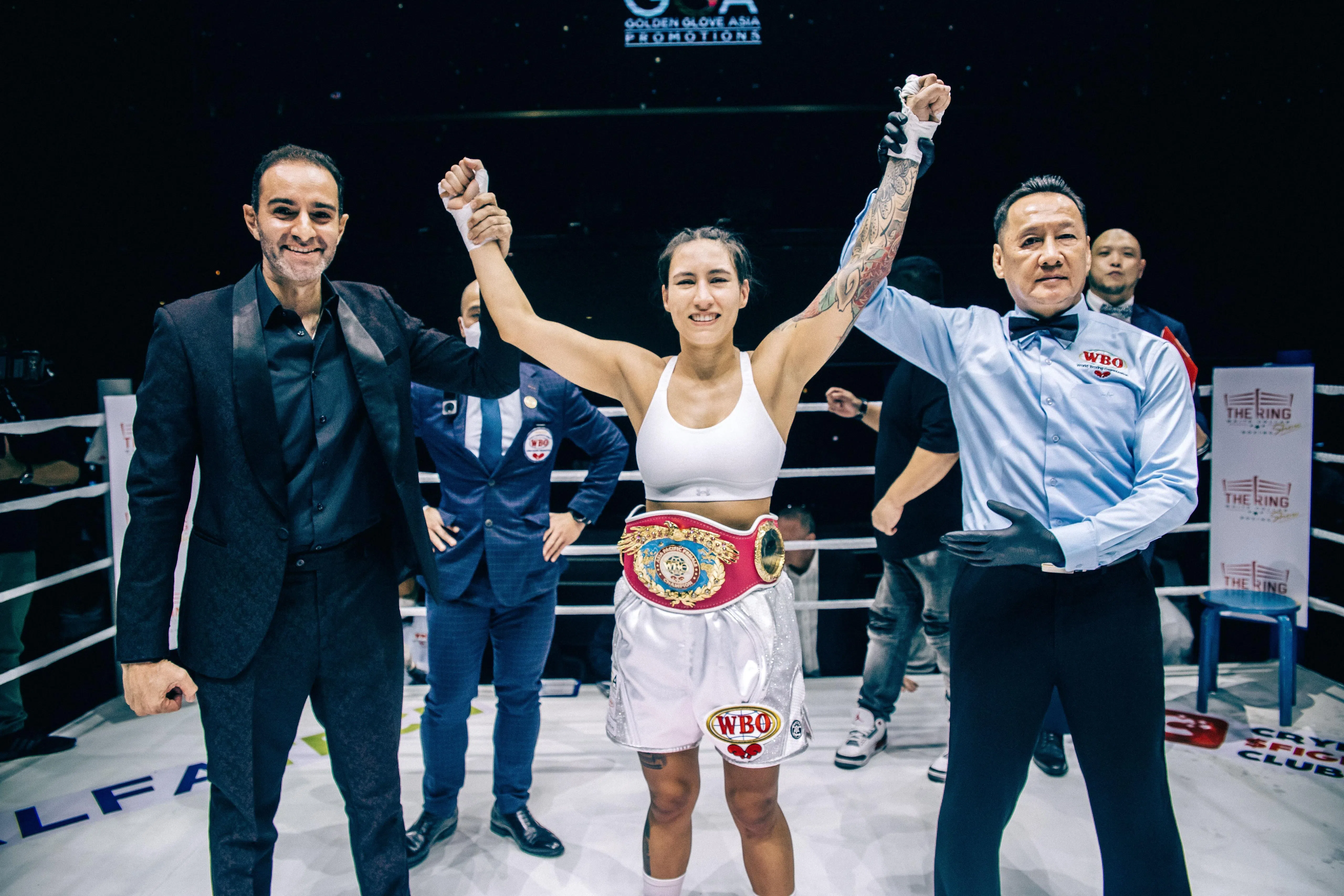 柯尔斯蒂在2022年夺得世界拳击组织亚太女子超蝇量级冠军头衔。（受访者提供）