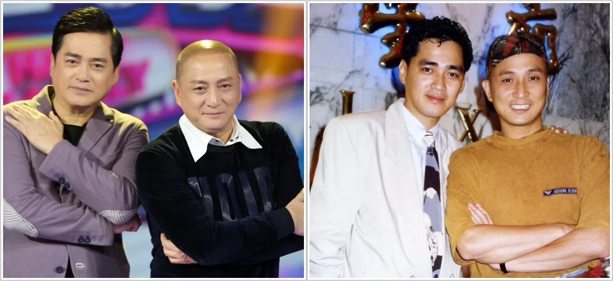 汤镇业（左右图，右）和大两岁的哥哥汤镇宗先后毕业于无线艺员训练班，过去40多年一路在演艺圈相互扶持。（互联网）
