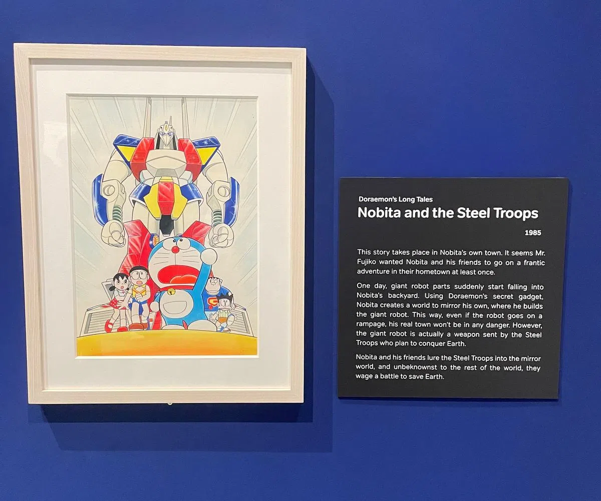 哆啦A梦电影海报手稿（图/MANGA Doraemon Original Drawings Exhibition ©Fujiko-Pro/Photo credit: zaobao.sg）。 