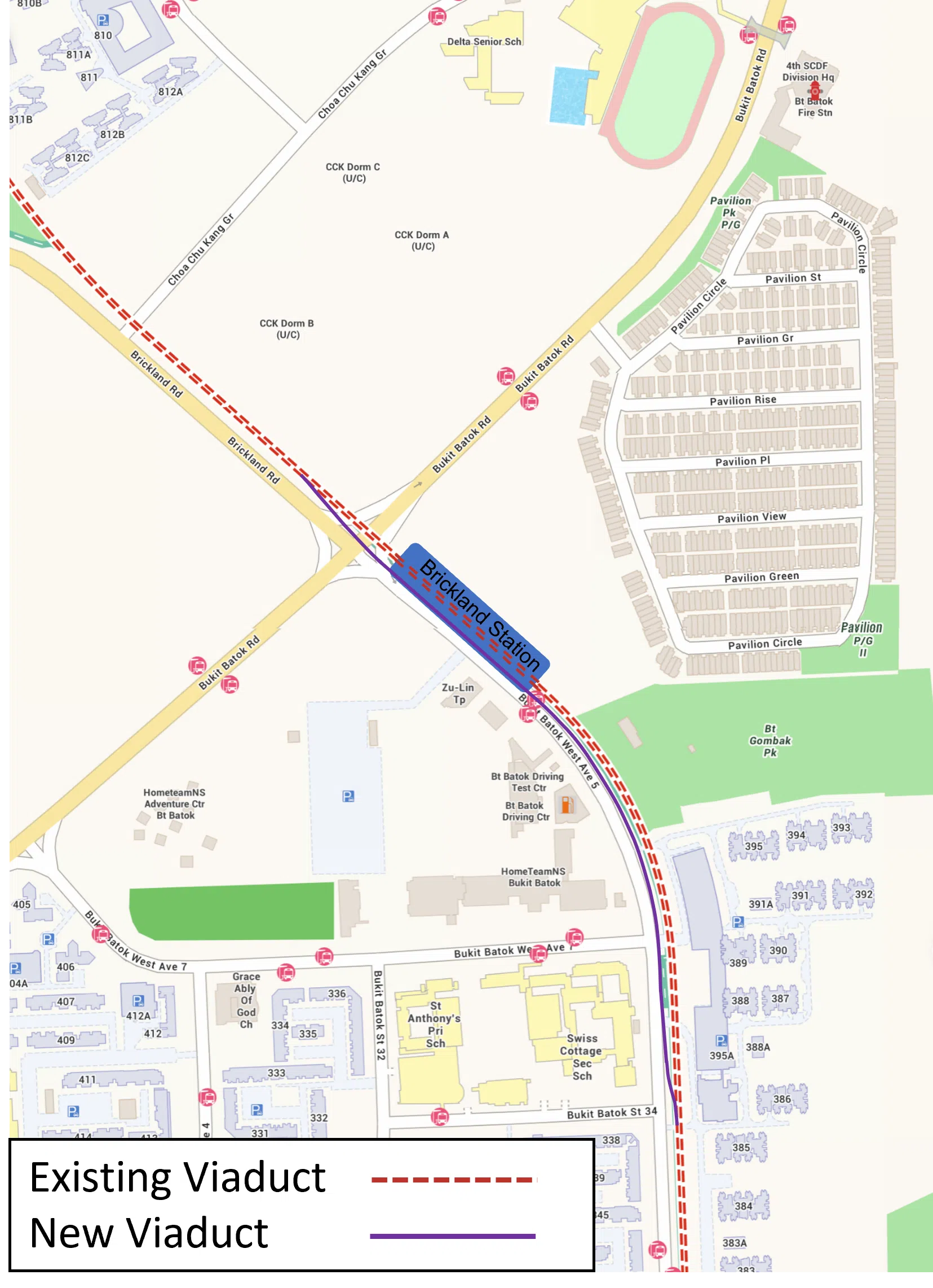 即将兴建的红砖地铁站位于武吉巴督路和武吉巴督西5道的交界处。（陆路交通管理局提供）