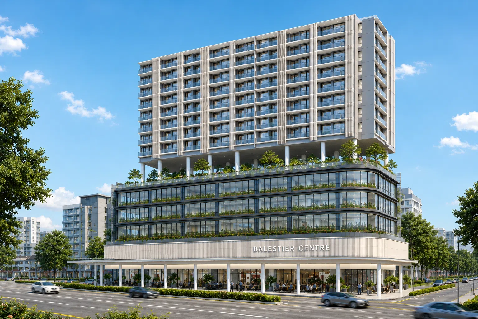 新项目的设计构想包括建造一座面向马里士他路的两层商用楼。另外在后面建造一座14层高的大楼，下面五层为商业用途，第六层屋顶阳台设置公寓设施，上面八层为住宅单位。（合登亚洲提供）