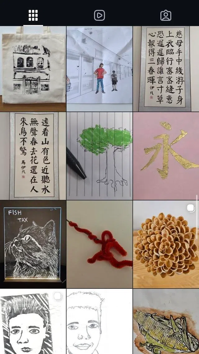 马伊凡写华文书法，练中华武术，积累了不少作品。（取自马伊凡IG）