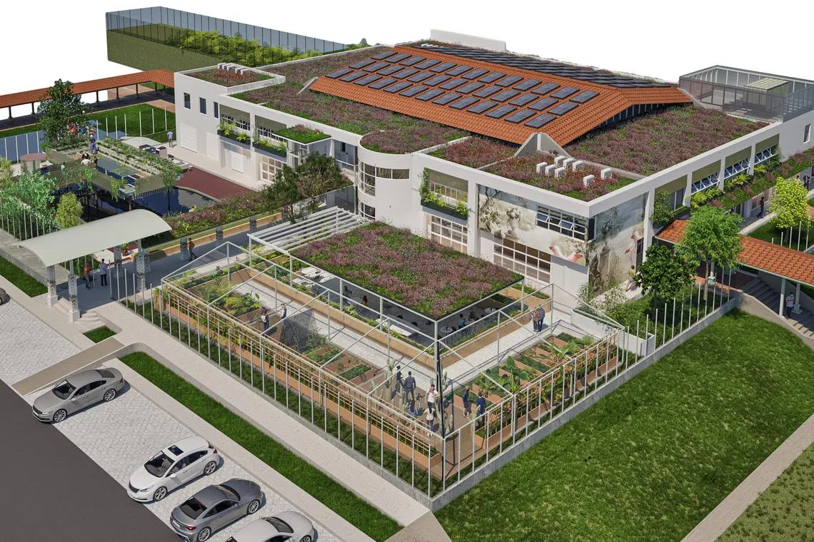 甘榜菜市民众联络所旧址改建成跨代社区中心后，将设有社区花园和多用途礼堂等社交空间，让居民聚在一起，增进社区凝聚力。（City Sprouts提供构想图）