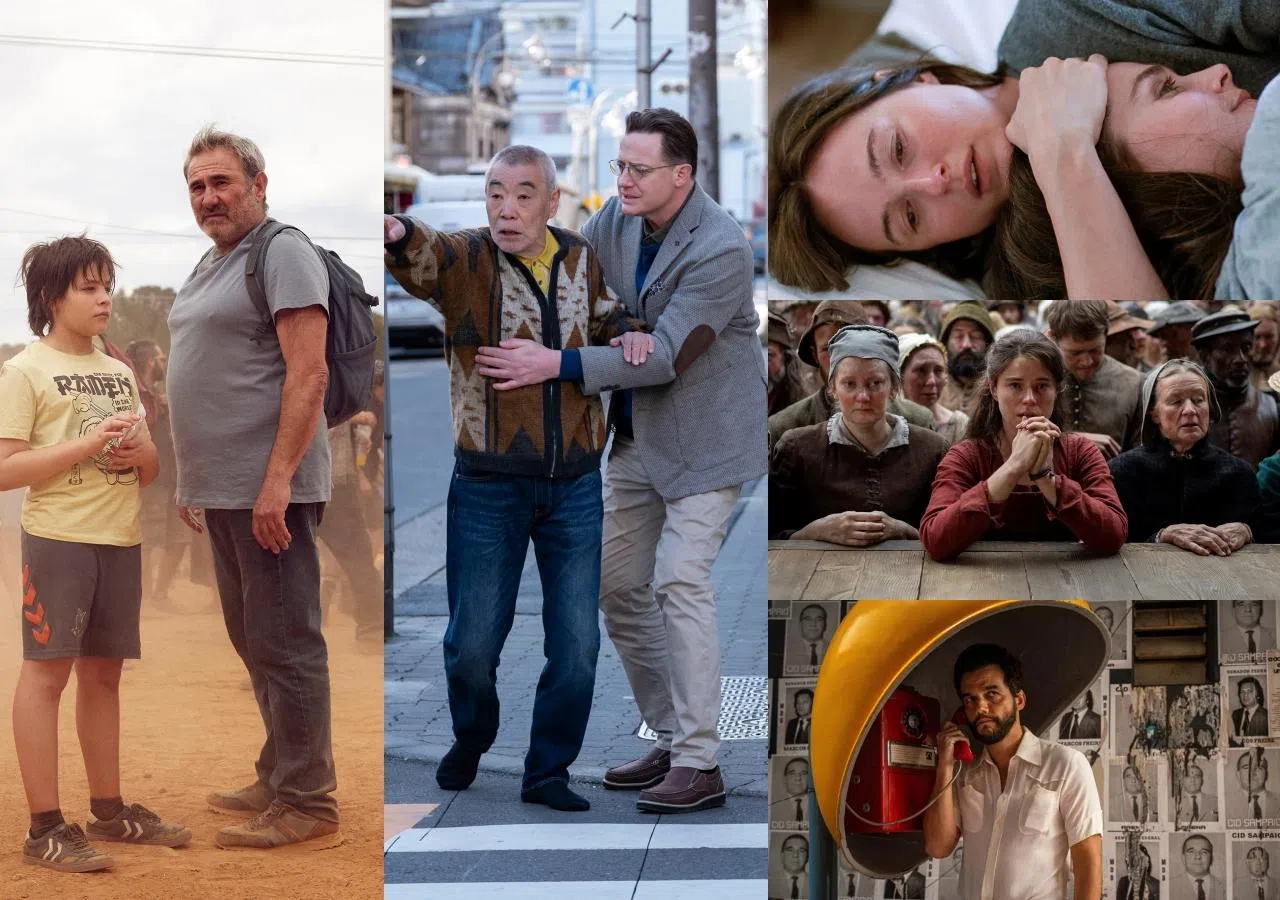 Filmhouse放映多部奥斯卡入围片，包括《穿越地狱之门》（左起顺时针）《日租家庭》《情感的价值》《哈姆奈特》和《密探》。（片商提供／互联网）