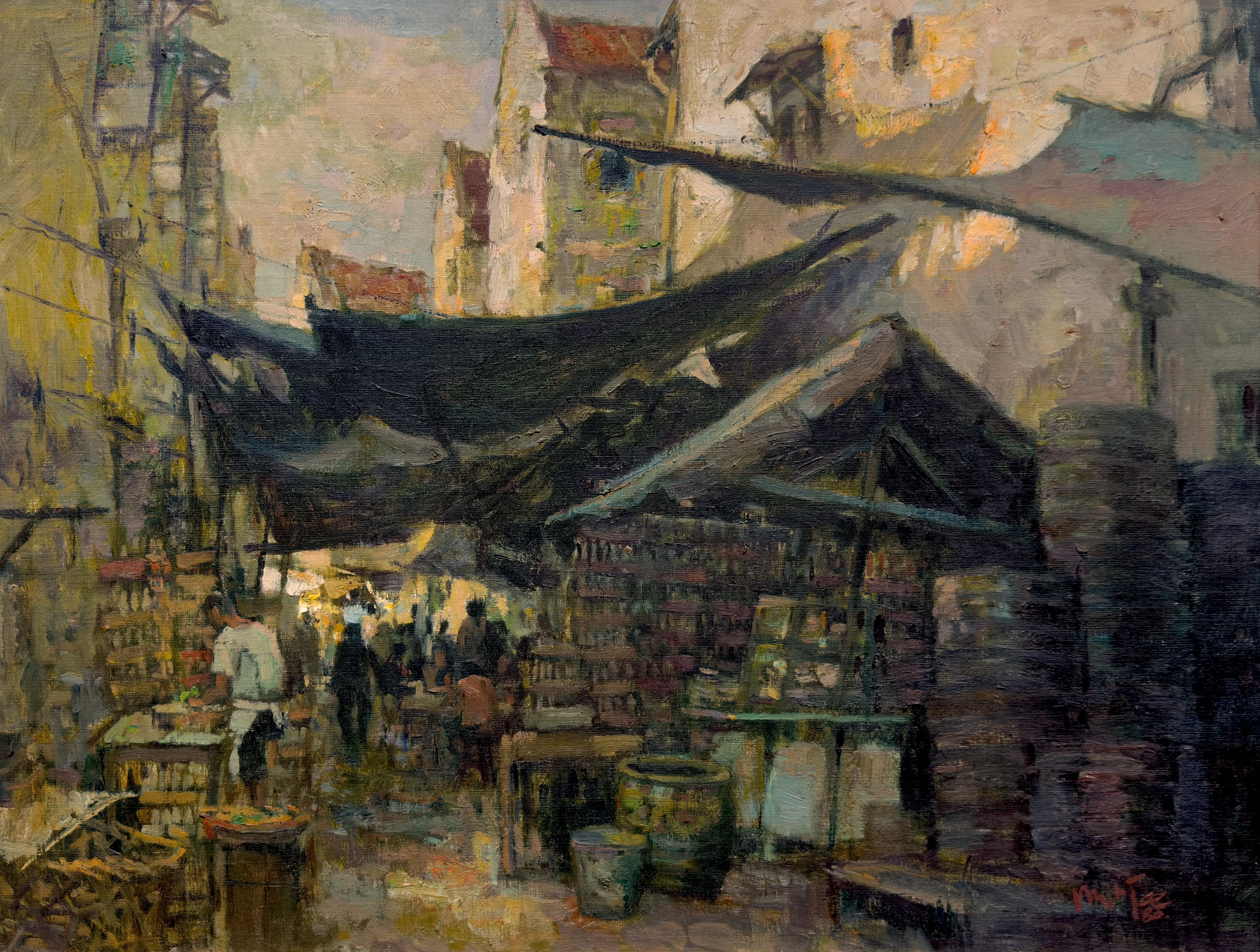 陈楚智早期画作《登婆街》（1978）。（嘉合画轩提供）