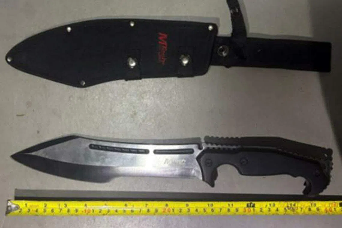 19岁青年被指持刀冲向肃毒员，最终被捕。（中央肃毒局提供）