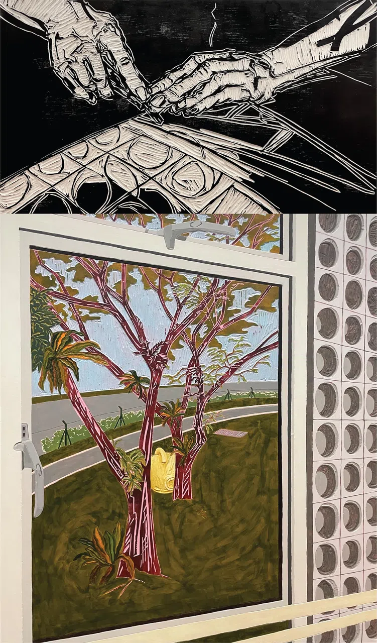 张富铭和林加淇2023年合作画《我们的工作空间》。（受访者提供）