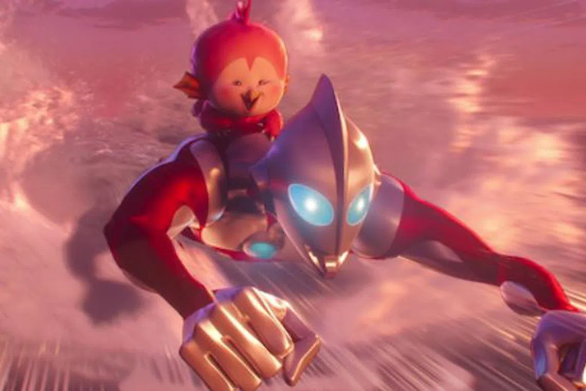 奥特曼（前）要阻止邪恶势力对怪兽宝宝打坏主意。（取自Netflix网站）