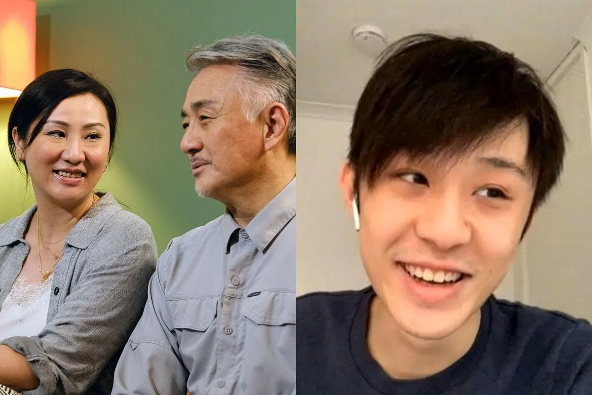 左：吴岱融跟妻子钟淑慧一起受访。右： 吴政桦在英国接受视讯访问。（照片由新传媒提供）