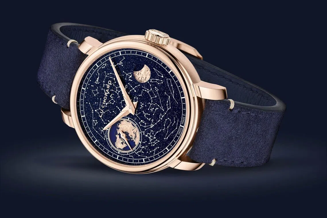 L.U.C Heritage EHG Moon 122腕表的月相显示，精准至122年才需调校一天。（萧邦提供）