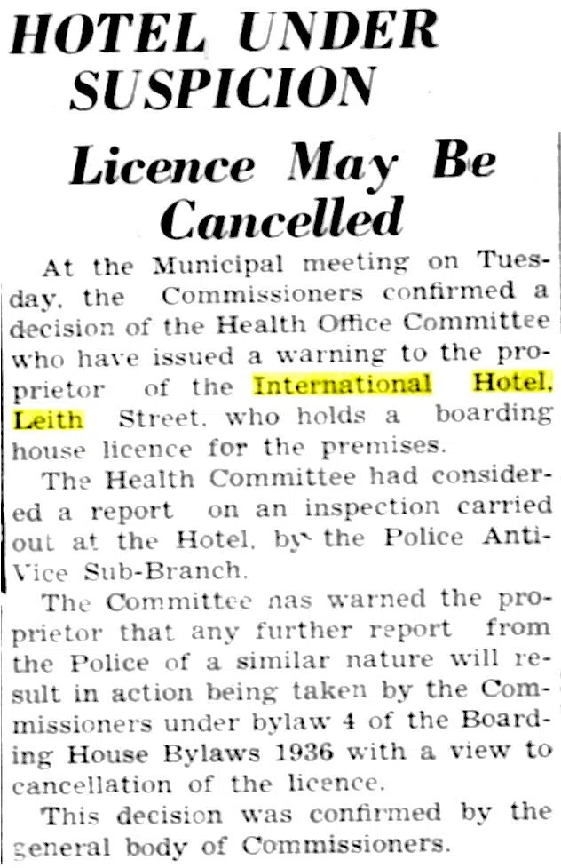 郁达夫1939年嫌环境嘈杂而搬离国际旅社，10个月后，1939年10月12日“Pinang Gazette and Strait Chronicle”报道国际旅社涉嫌充当淫窝，被警告若重犯将被吊销旅店执照。（林方伟提供）