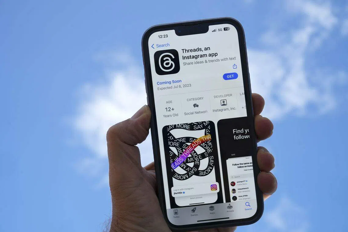 Meta Platforms旗下名为Threads的微型博客服务（Microblogging service），预料会在星期四晚上推出。（彭博社）