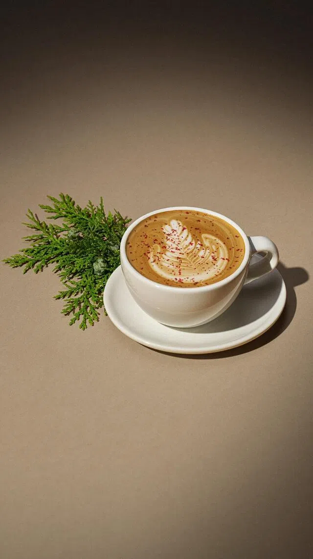 冬季拿铁“Winter Latte”具有杜松粉红胡椒独特风味。（咖啡馆提供）