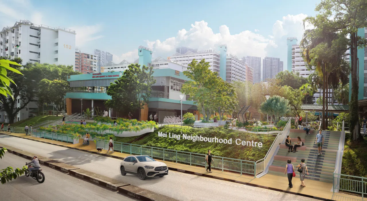 翻新后的美岭邻里中心将有无障碍斜坡道及健身角落。（建屋发展局构想图）