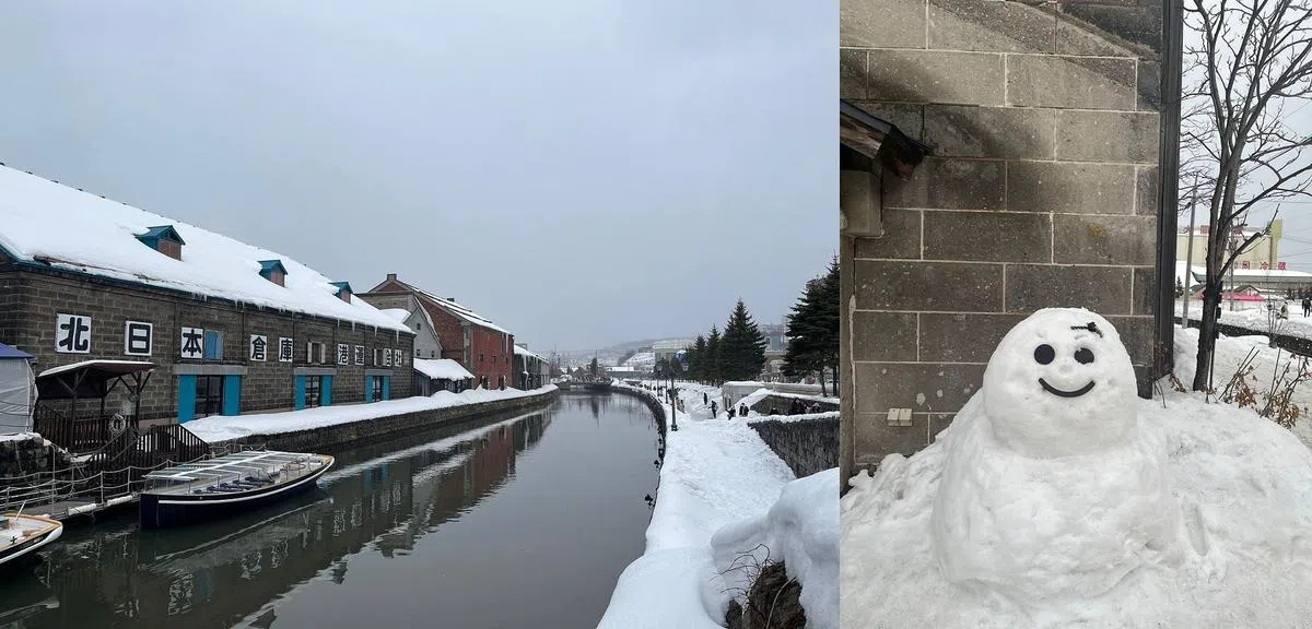 知名景点小樽运河披上雪衣。（曾慧仪摄）