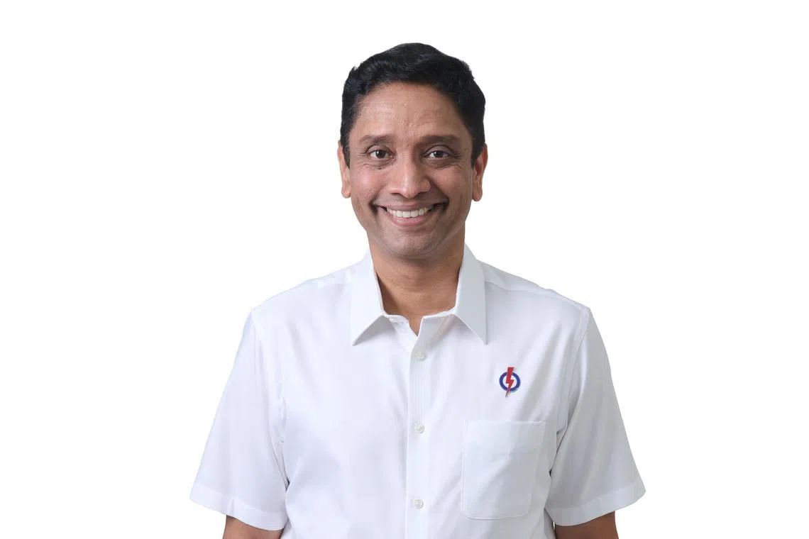 护联中心前总裁迪内希（Dinesh Vasu Dash，50岁）是人民行动党的东海岸集选区候选人之一。（人民行动党提供）