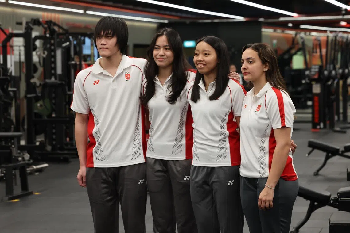 （左起）陈轩霖和李亭仪将随可丽雅与阿米塔一同参与东运会的角逐。（梁麒麟摄）