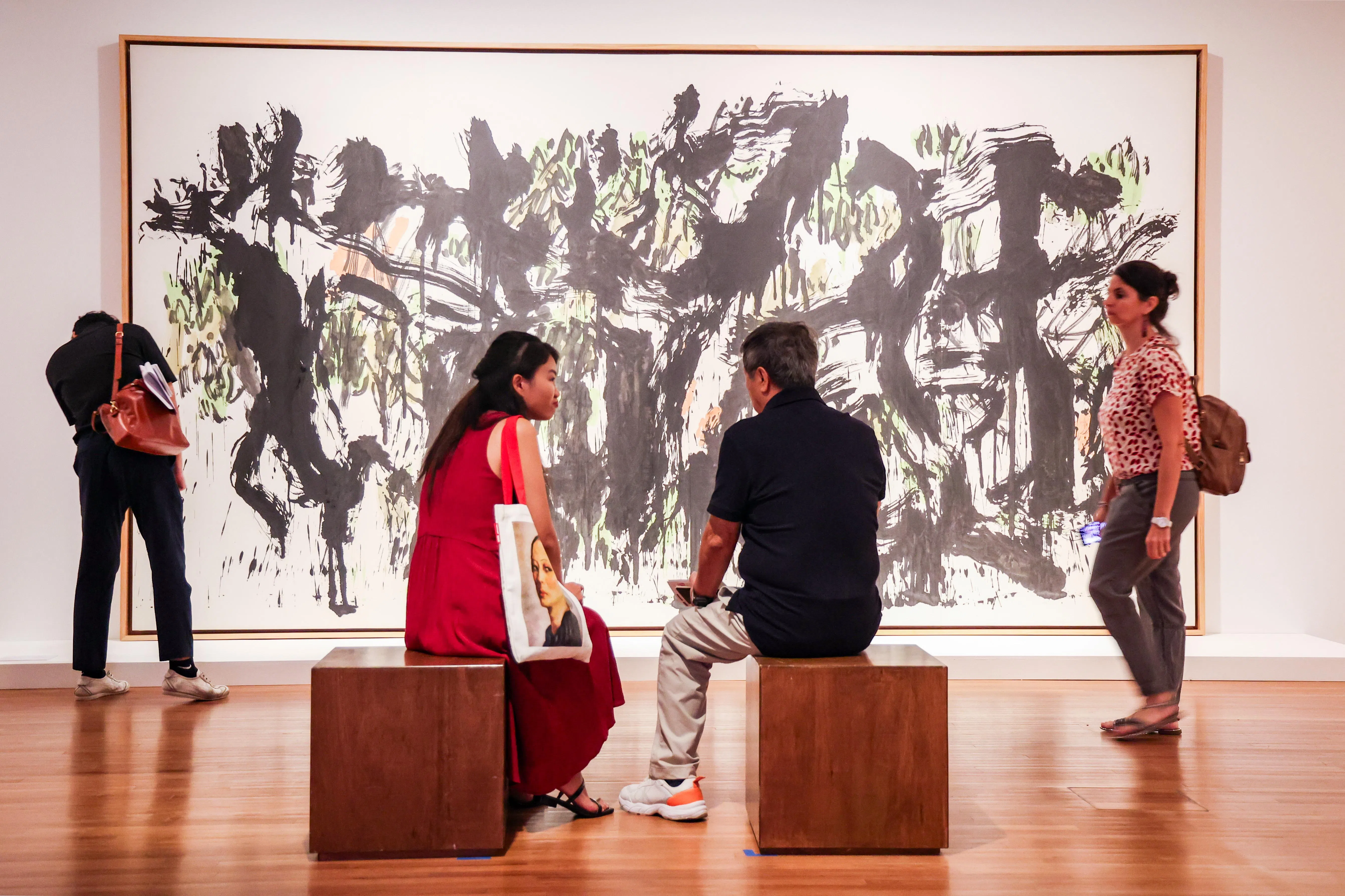 林子平“我画故我在”最大幅作品为近5米的《心向（1）》（2006），曾在北京中国美术馆及上海刘海粟美术馆展示。（陈斌勤摄）