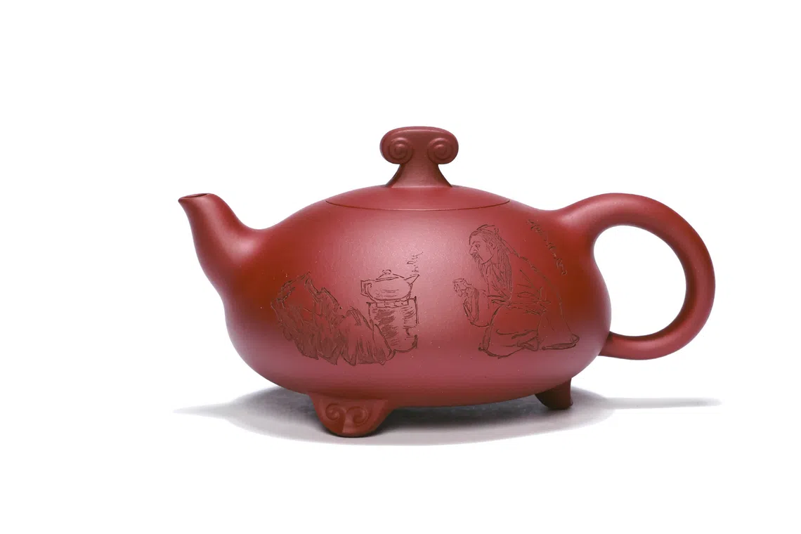 吕俊杰紫砂壶作品《吉祥》。（主办方提供）