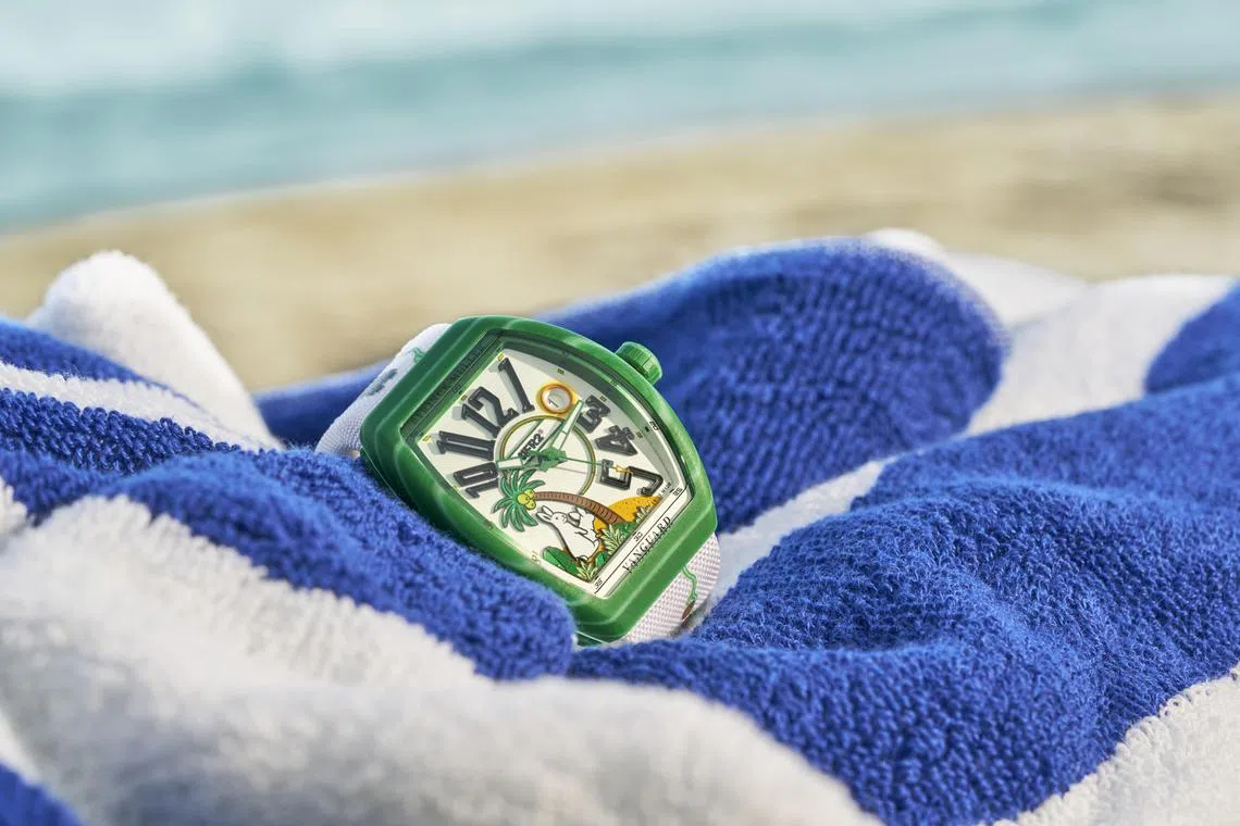 法穆兰Vanguard Beach“热带绿”腕表，限量300枚。（法穆兰提供）