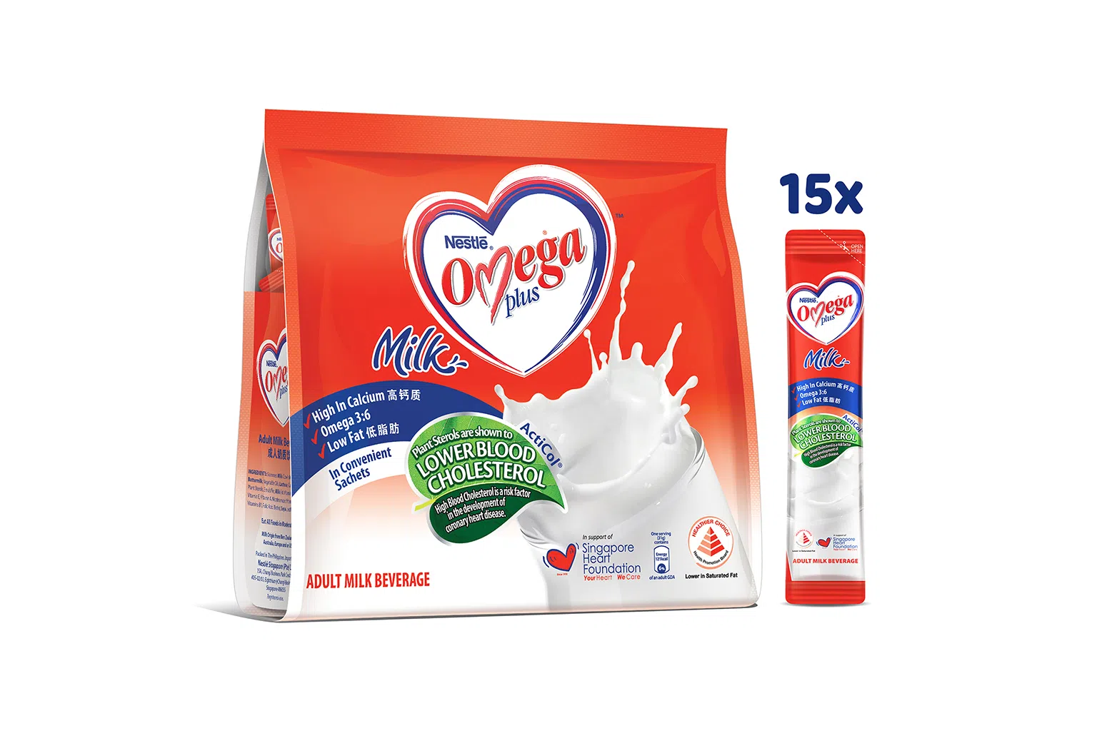 NESTLE OMEGA PLUS ActiCol牛奶独立小袋装。（图/NESTLE OMEGA PLUS提供）