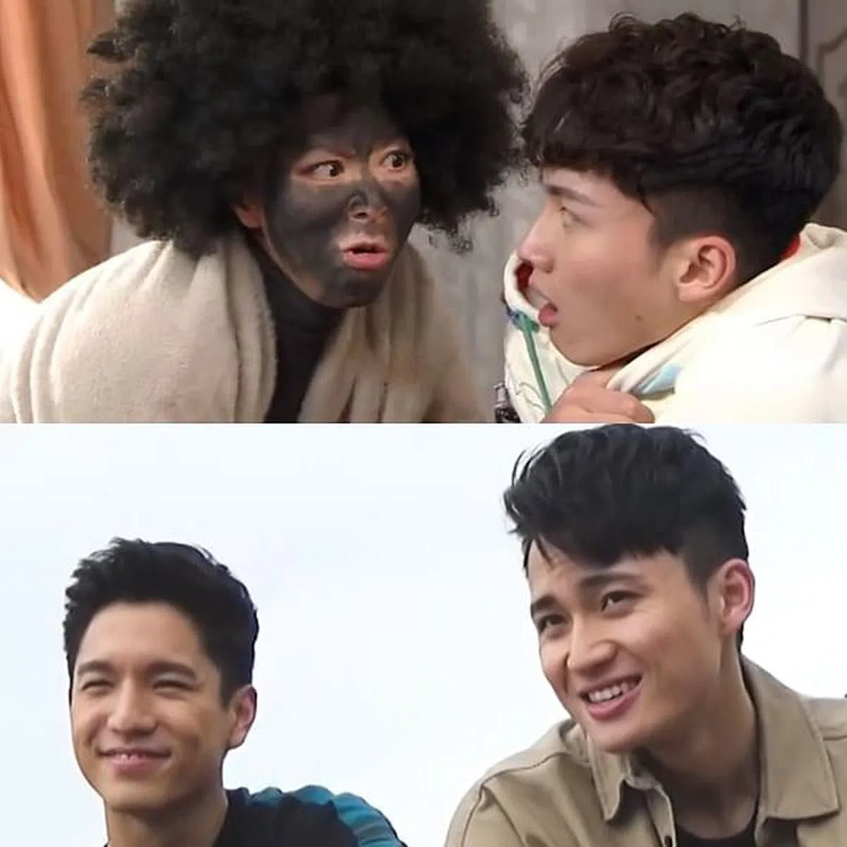 周嘉洛和滕丽明（上图左）、吴伟豪（下图左）在剧中分饰母子、死党。（剧照）