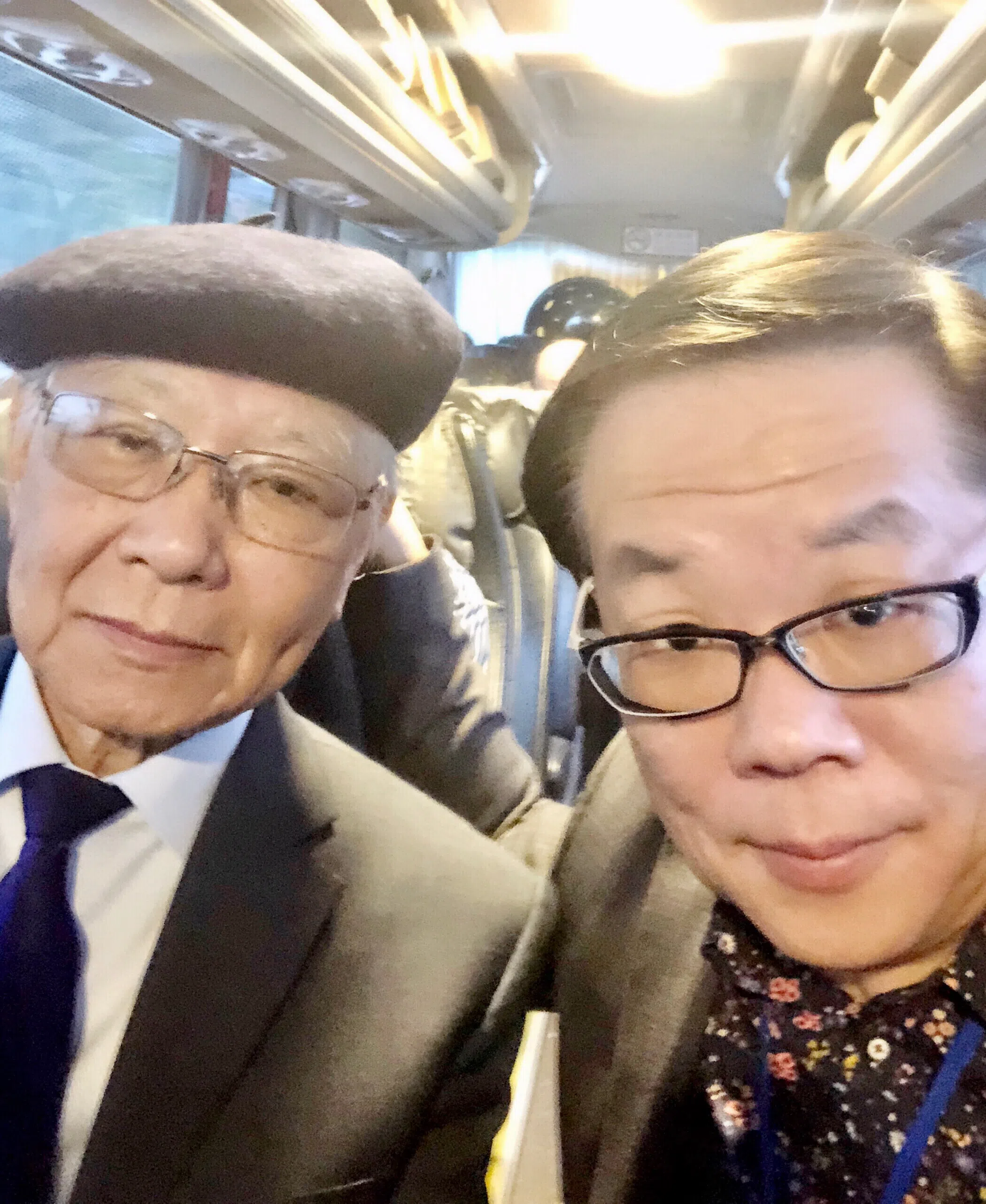 林得楠2018年与郑愁予见面，照片摄于香港。（受访者提供）