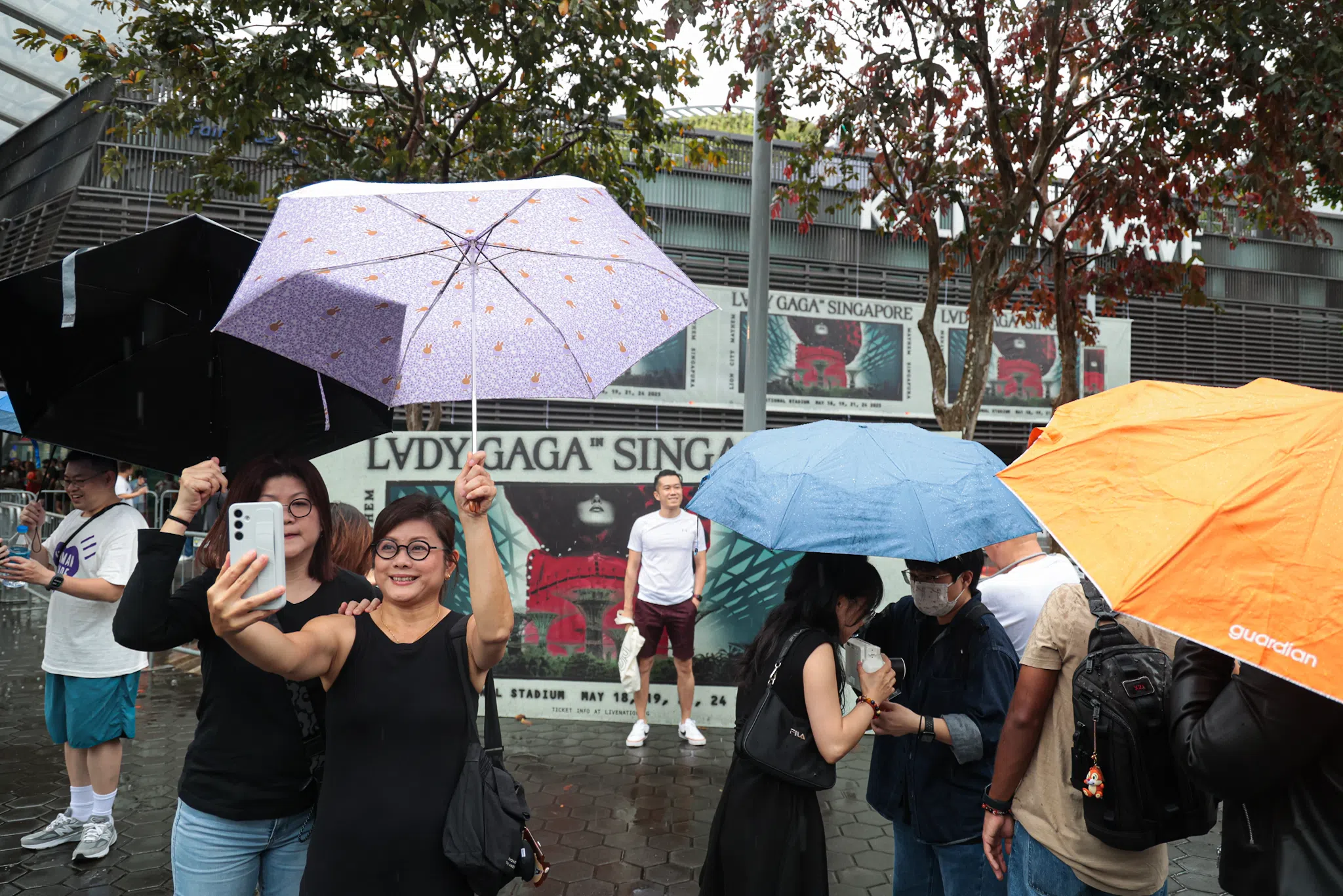 雨天丝毫没有浇息粉丝的热情。（李冠卫摄）