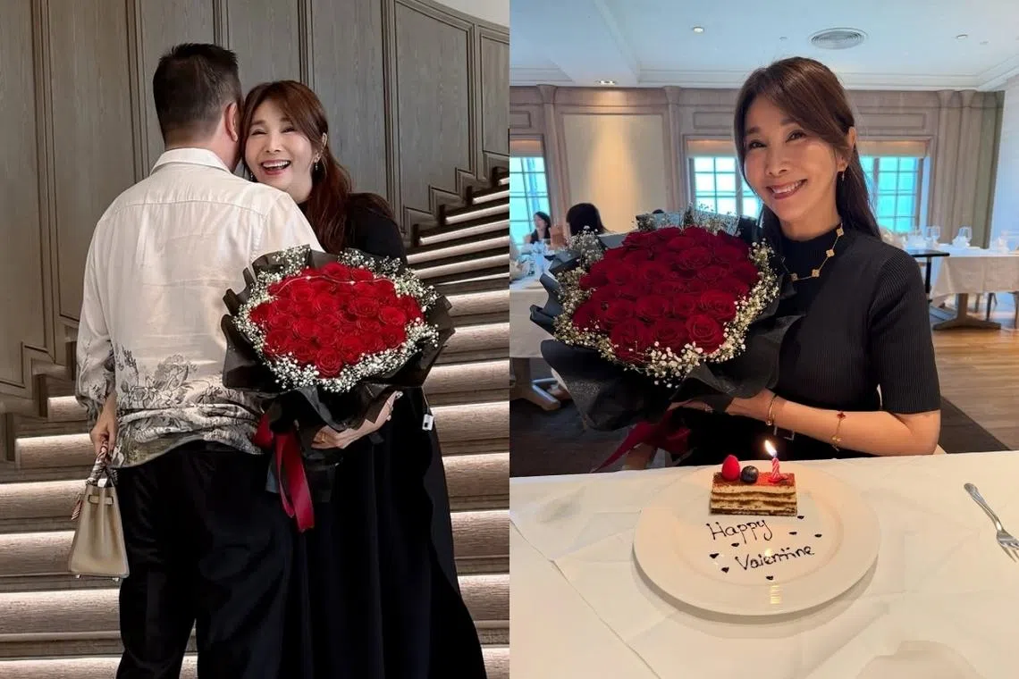 陈秀环贴出和老公庆祝情人节的照片。（取自陈秀环IG）