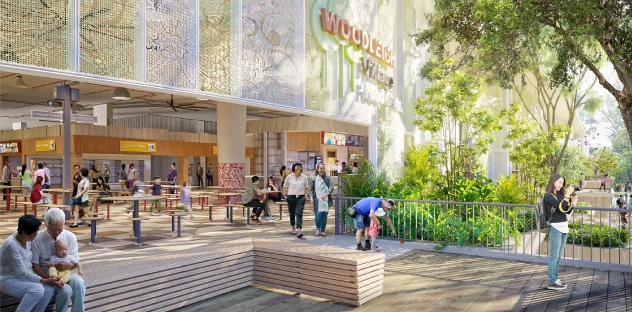 兀里村（Woodleigh Village）小贩中心暂定会在今年中启用。（构想图／国家环境局提供）