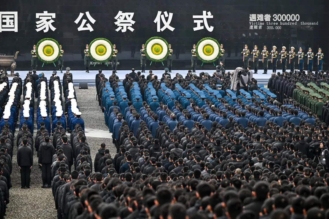 中国官方星期六（12月13日）上午在南京举行南京大屠杀死难者国家公祭仪式。（新华社）