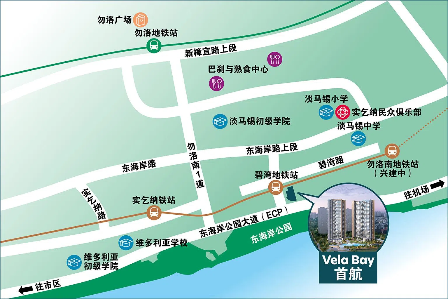 首航地点优越，不仅毗邻碧湾地铁站，道路四通八达，而且生活所需和众多学府都近在咫尺。（新报业媒体制图）