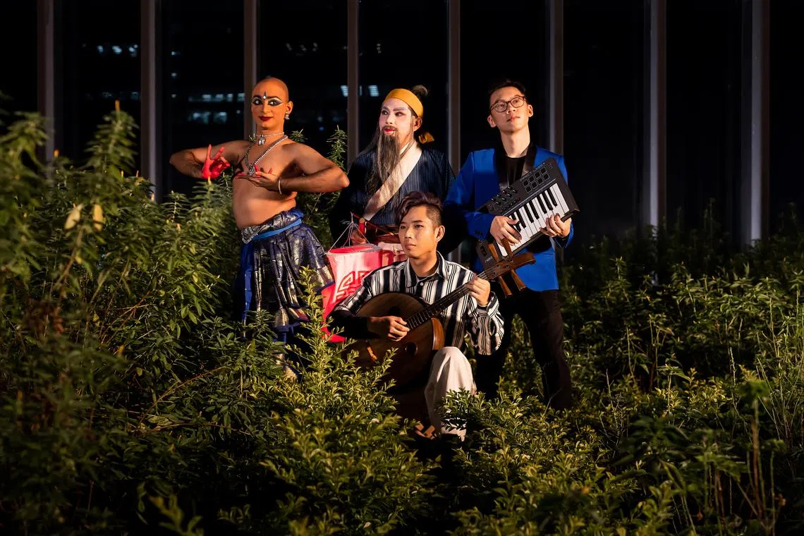 蔡为仲主创的《夜行者》，结合华族阮乐、印度古典舞、潮剧老生与电子音效。（档案照）